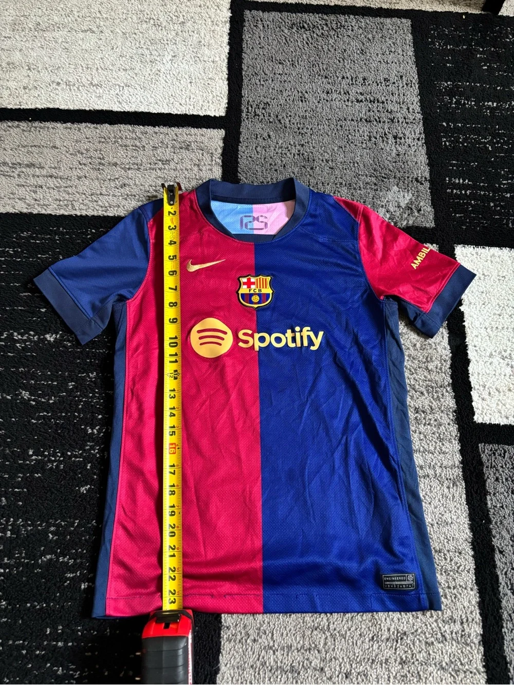 Nike Kids Barcelona Split Pink-Blue Jersey with Yellow Accents